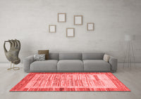 Machine Washable Abstract Red Contemporary Rug, wshcon508red
