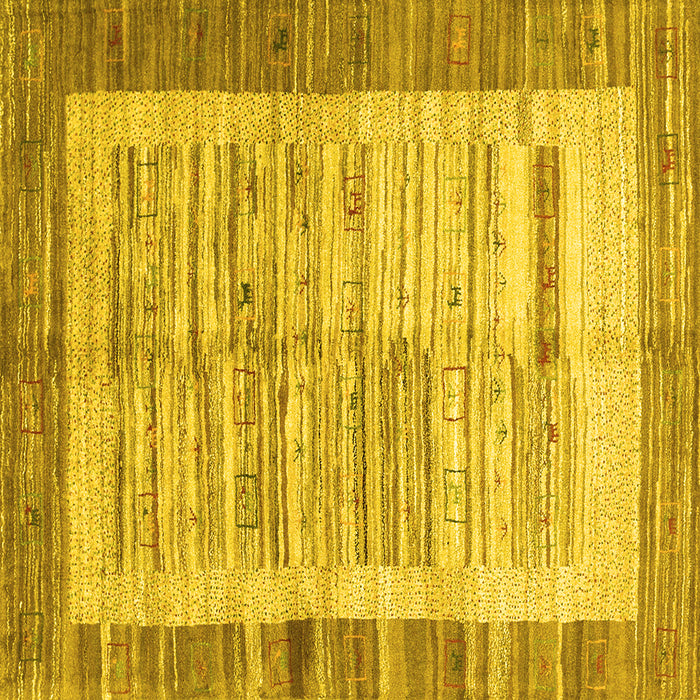 Square Machine Washable Abstract Yellow Contemporary Rug, wshcon508yw