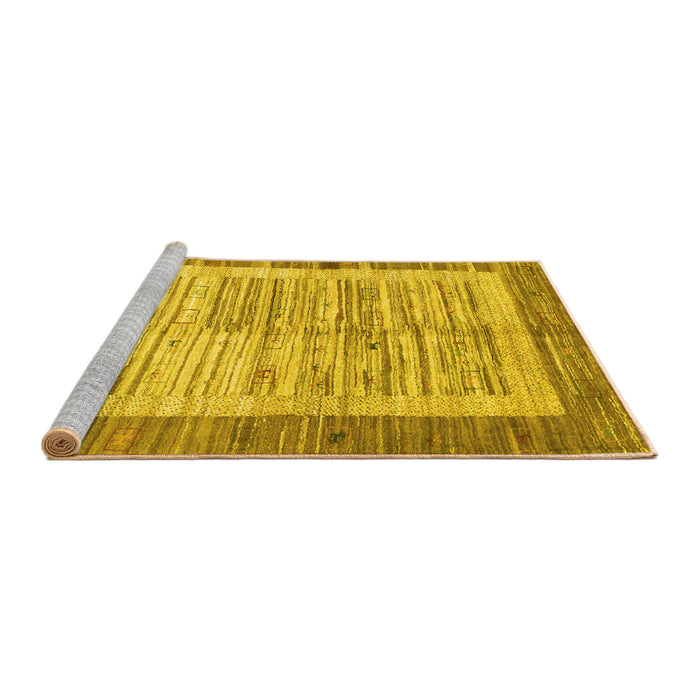 Sideview of Machine Washable Abstract Yellow Contemporary Rug, wshcon508yw