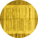 Round Abstract Yellow Contemporary Rug, con508yw