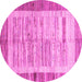 Round Abstract Pink Contemporary Rug, con508pnk