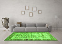 Machine Washable Abstract Green Contemporary Rug, wshcon508grn