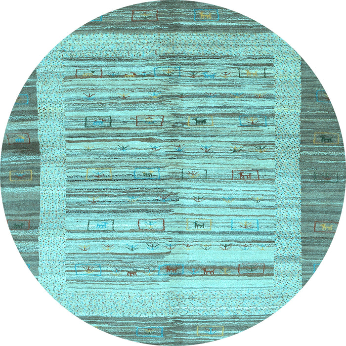 Round Machine Washable Abstract Light Blue Contemporary Rug, wshcon508lblu