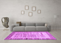 Machine Washable Abstract Purple Contemporary Area Rugs in a Living Room, wshcon508pur