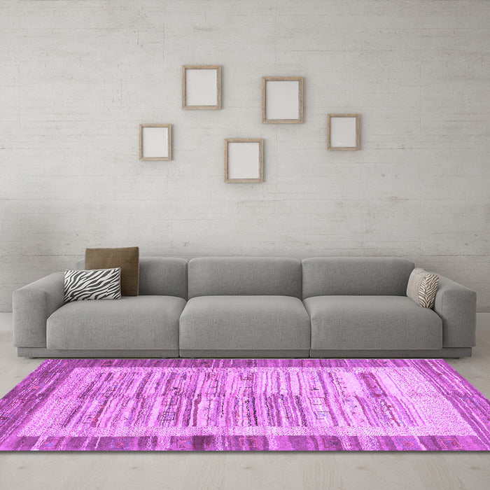 Machine Washable Abstract Purple Contemporary Area Rugs in a Living Room, wshcon508pur
