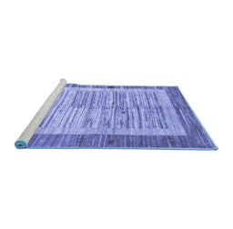 Sideview of Machine Washable Abstract Blue Contemporary Rug, wshcon508blu