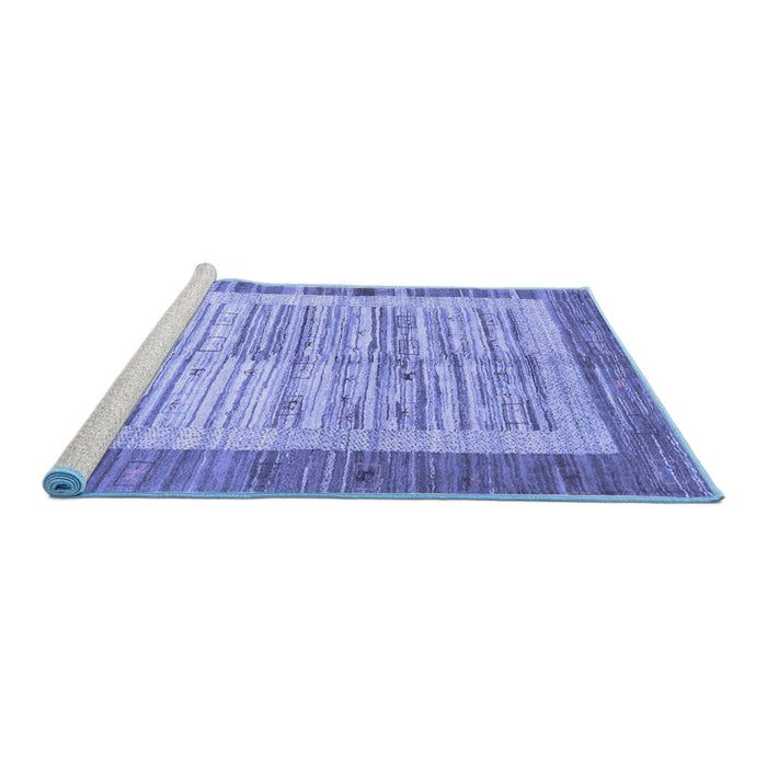 Sideview of Machine Washable Abstract Blue Contemporary Rug, wshcon508blu