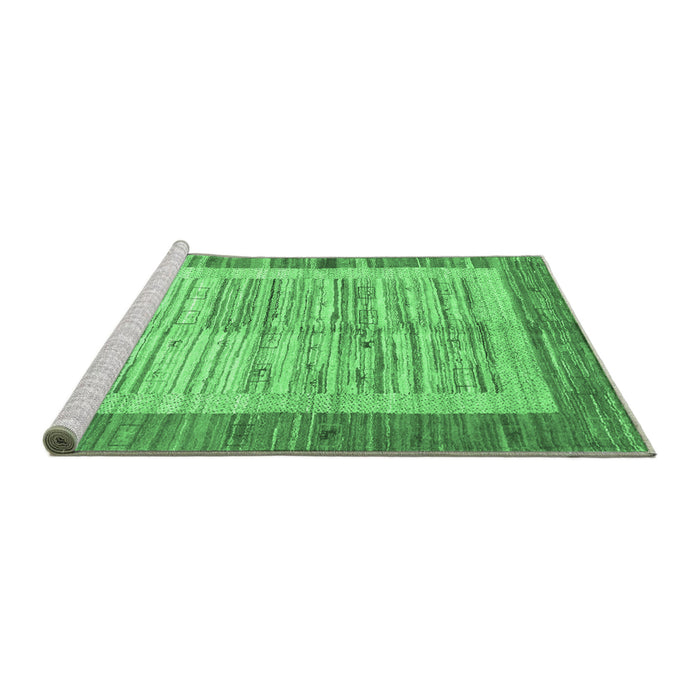 Sideview of Machine Washable Abstract Emerald Green Contemporary Area Rugs, wshcon508emgrn
