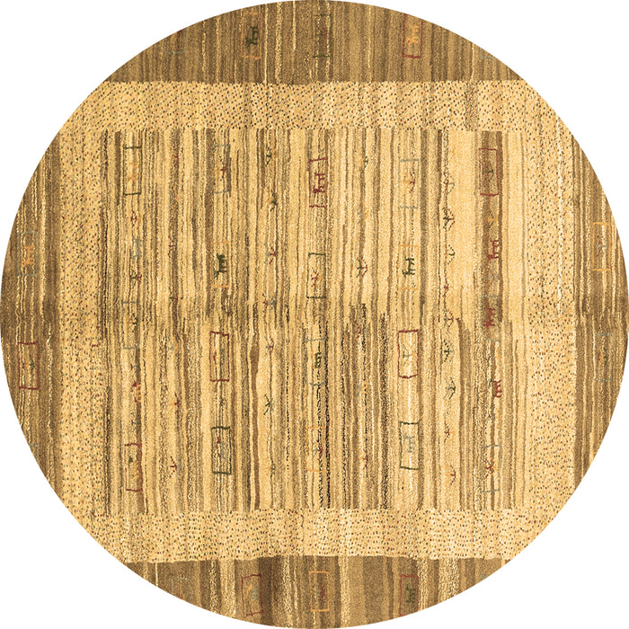 Round Abstract Brown Contemporary Rug, con508brn