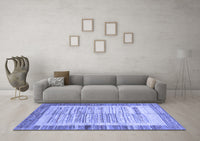 Machine Washable Abstract Blue Contemporary Rug, wshcon508blu
