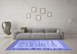 Machine Washable Abstract Blue Contemporary Rug in a Living Room, wshcon508blu