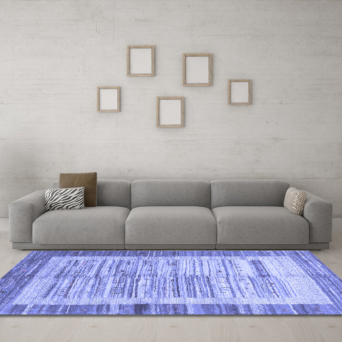 Machine Washable Abstract Blue Contemporary Rug in a Living Room, wshcon508blu