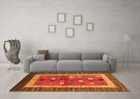Machine Washable Abstract Orange Contemporary Rug, wshcon509org