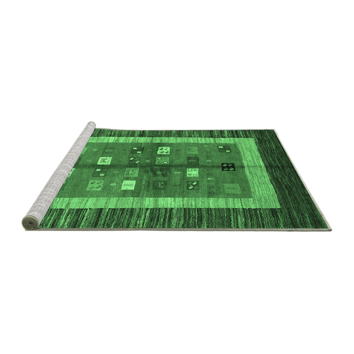 Sideview of Machine Washable Abstract Emerald Green Contemporary Area Rugs, wshcon509emgrn
