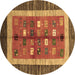 Round Abstract Brown Contemporary Rug, con509brn