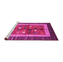 Sideview of Machine Washable Abstract Pink Contemporary Rug, wshcon509pnk