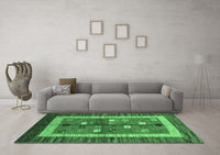 Machine Washable Abstract Emerald Green Contemporary Rug, wshcon509emgrn