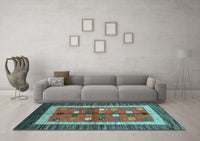 Machine Washable Abstract Light Blue Contemporary Rug, wshcon509lblu