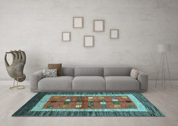 Machine Washable Abstract Light Blue Contemporary Rug in a Living Room, wshcon509lblu
