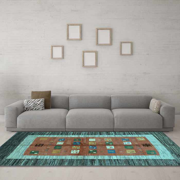 Machine Washable Abstract Light Blue Contemporary Rug in a Living Room, wshcon509lblu