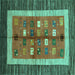 Square Abstract Turquoise Contemporary Rug, con509turq