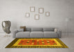 Machine Washable Abstract Yellow Contemporary Rug in a Living Room, wshcon509yw
