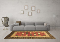 Machine Washable Abstract Brown Contemporary Rug, wshcon509brn