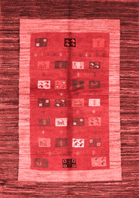 Abstract Red Contemporary Rug, con509red