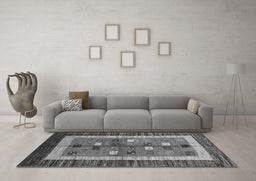 Machine Washable Abstract Gray Contemporary Rug in a Living Room,, wshcon509gry