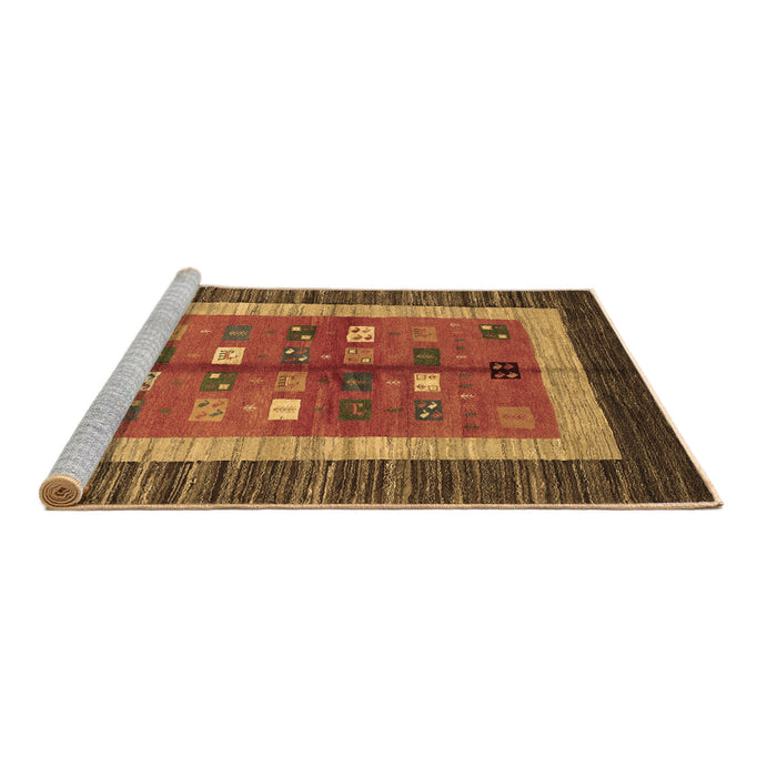 Sideview of Machine Washable Abstract Brown Contemporary Rug, wshcon509brn