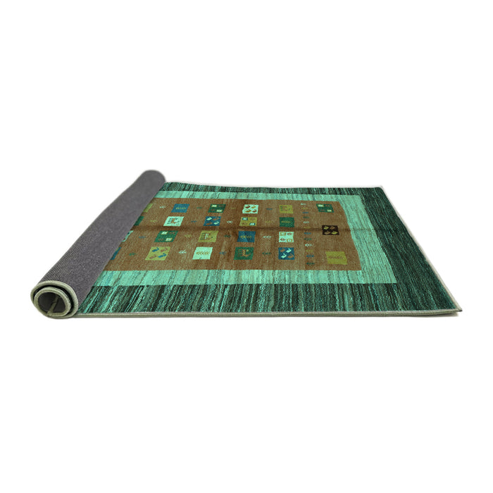 Sideview of Abstract Turquoise Contemporary Rug, con509turq