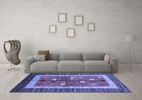 Machine Washable Abstract Blue Contemporary Rug, wshcon509blu