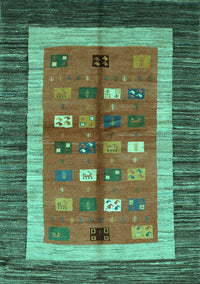 Abstract Turquoise Contemporary Rug, con509turq