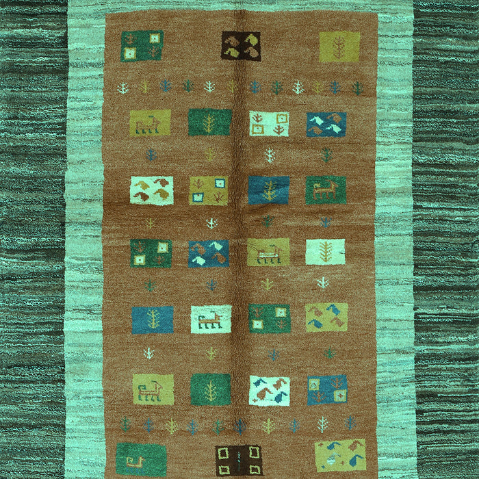 Abstract Turquoise Contemporary Rug, con509turq