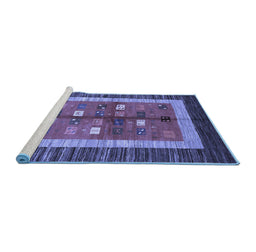 Sideview of Machine Washable Abstract Blue Contemporary Rug, wshcon509blu