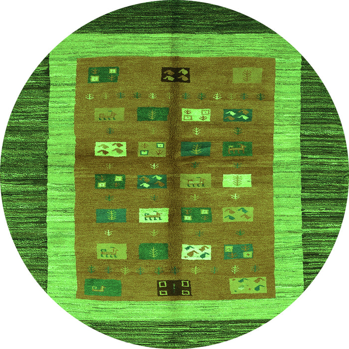 Square Abstract Green Contemporary Rug, con509grn