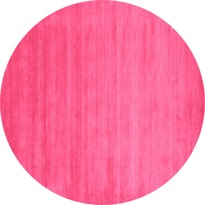 Round Machine Washable Abstract Pink Contemporary Rug, wshcon50pnk