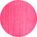 Round Machine Washable Abstract Pink Contemporary Rug, wshcon50pnk