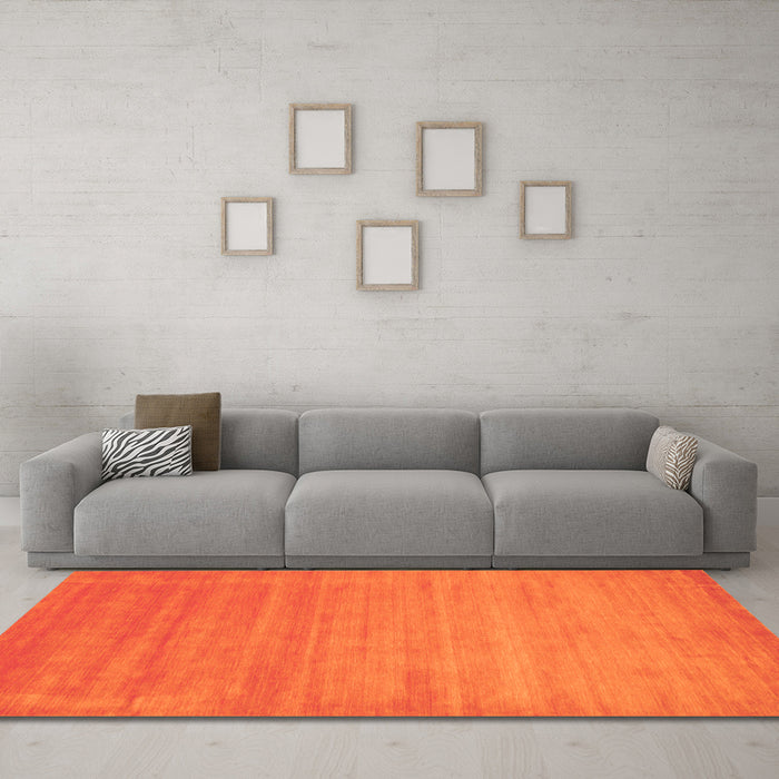 Machine Washable Abstract Orange Contemporary Area Rugs in a Living Room, wshcon50org