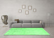 Machine Washable Abstract Emerald Green Contemporary Area Rugs in a Living Room,, wshcon510emgrn