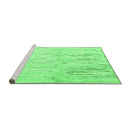 Sideview of Machine Washable Abstract Emerald Green Contemporary Area Rugs, wshcon510emgrn