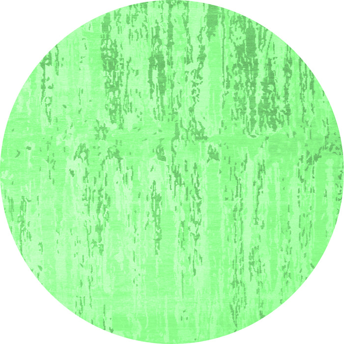 Round Machine Washable Abstract Emerald Green Contemporary Area Rugs, wshcon510emgrn