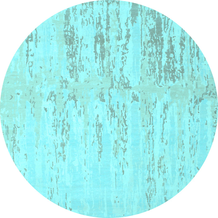 Round Abstract Light Blue Contemporary Rug, con510lblu