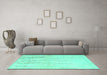 Machine Washable Abstract Turquoise Contemporary Area Rugs in a Living Room,, wshcon510turq