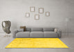 Machine Washable Abstract Yellow Contemporary Rug in a Living Room, wshcon510yw