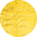 Round Machine Washable Abstract Yellow Contemporary Rug, wshcon510yw