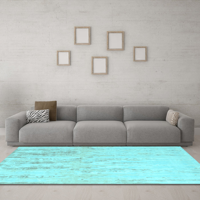 Machine Washable Abstract Light Blue Contemporary Rug in a Living Room, wshcon510lblu
