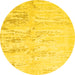 Round Abstract Yellow Contemporary Rug, con510yw