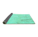 Sideview of Abstract Turquoise Contemporary Rug, con510turq