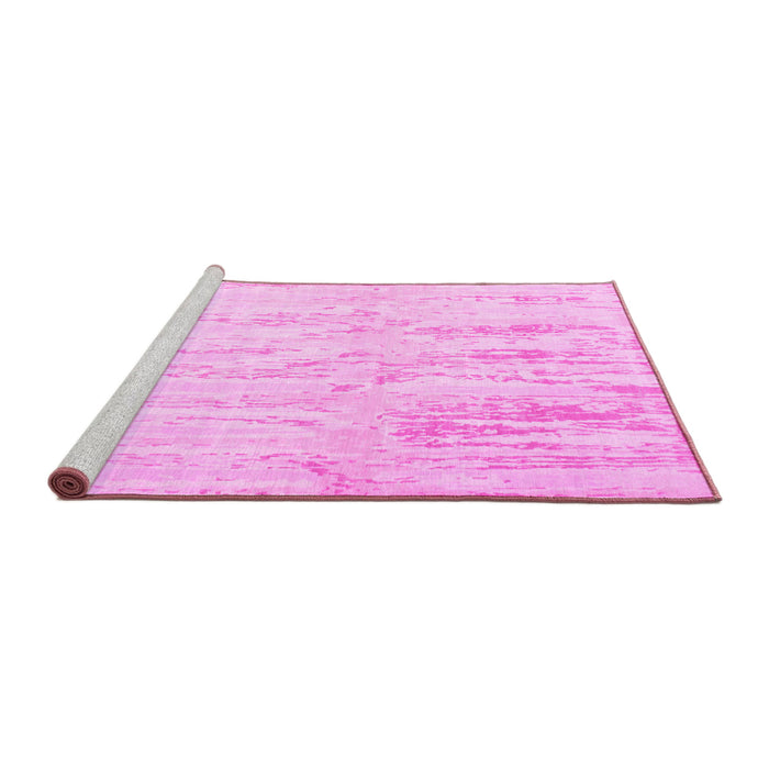 Sideview of Machine Washable Abstract Pink Contemporary Rug, wshcon510pnk